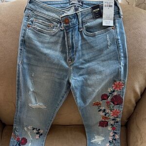 Abercrombie & Fitch Light Blue Floral Jeans